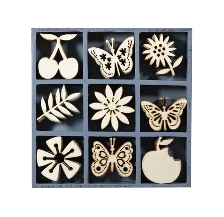 houten ornamenten fruit - vlinder