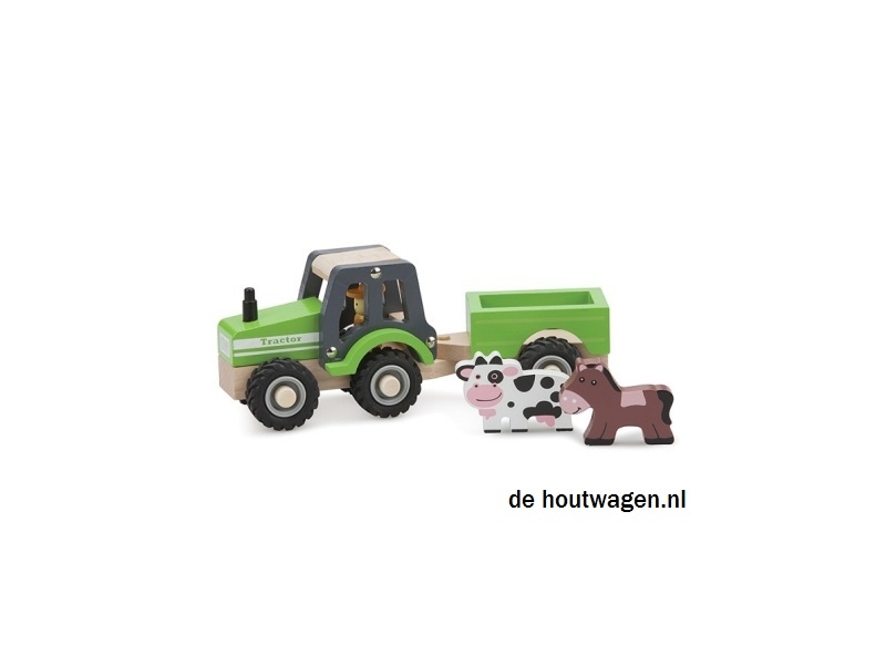 houten tractor met aanhanger new