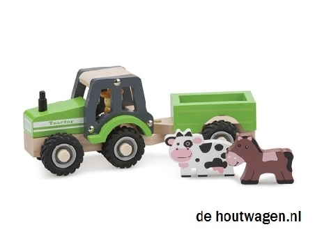 houten tractor met aanhanger new