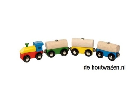 locomotief met boomstammen