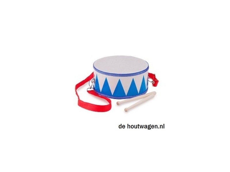 houten trommel blauw-wit