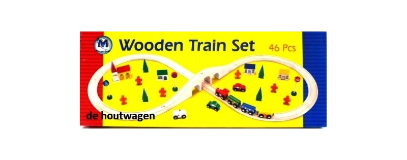 houten treinbaan set 46 delig