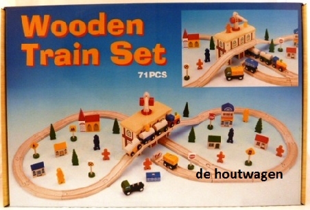 houten treinbaan set 71 delig