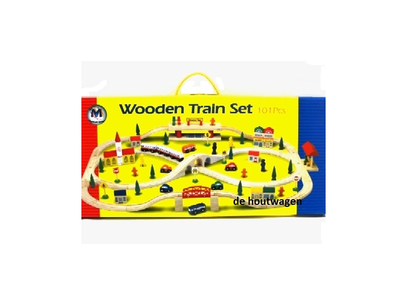 houten treinbaan set 101 delig