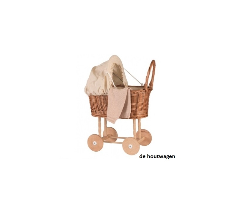 rieten poppenwagen naturel