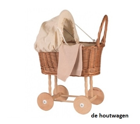 rieten poppenwagen naturel