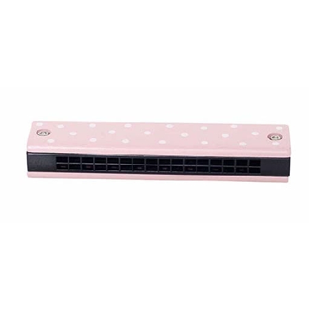 houten harmonica roze stip