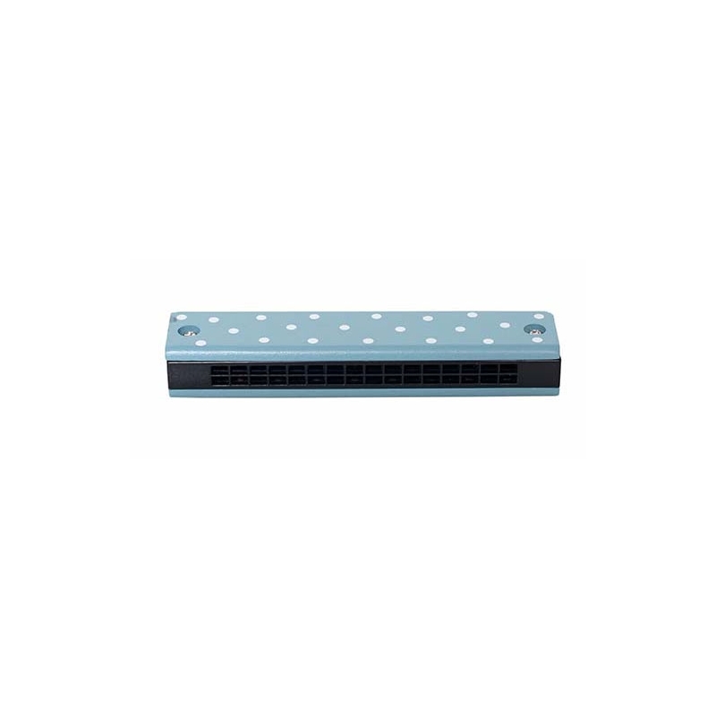 houten harmonica blauw stip
