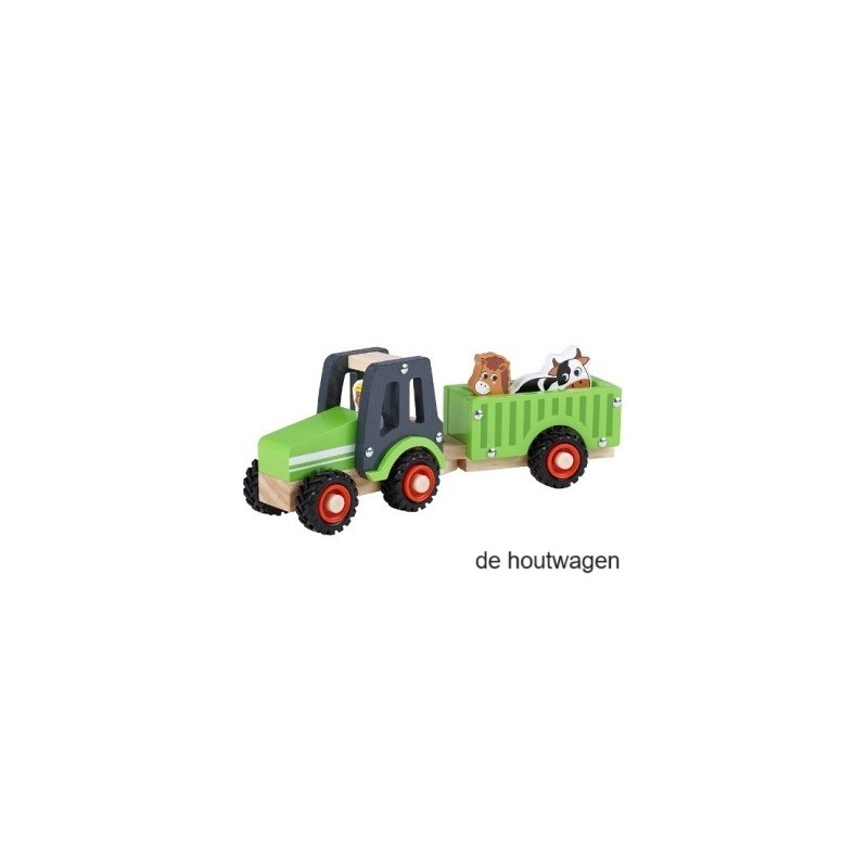 tractor met dieren en boer