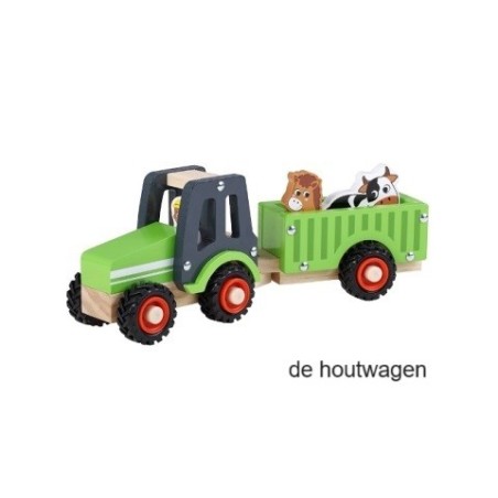 tractor met dieren en boer