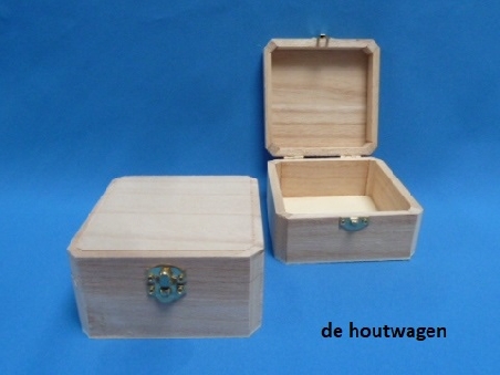 houten sieradenkistje vierkant - 10x10x6