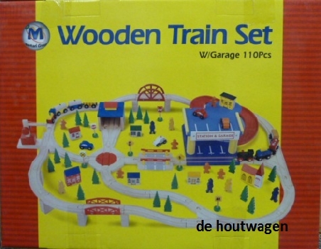 houten treinbaan set 110 delig