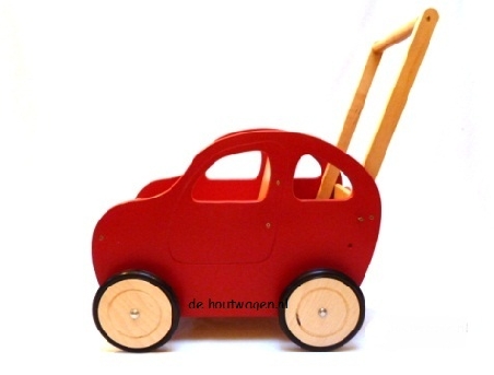 houten loopauto rood