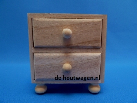 houten laden kastje met 2 laden