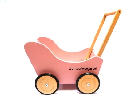 houten poppenwagen roze