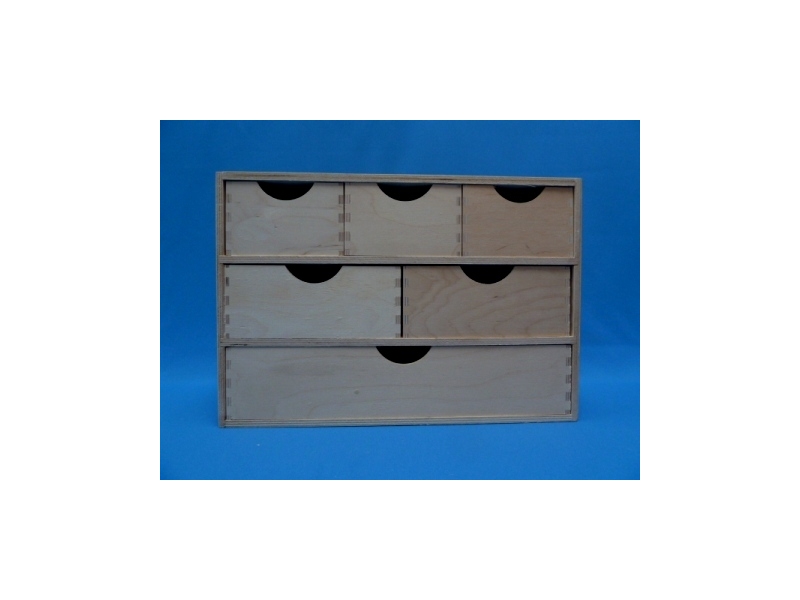 houten schuiflade kast groot met 6 lades 