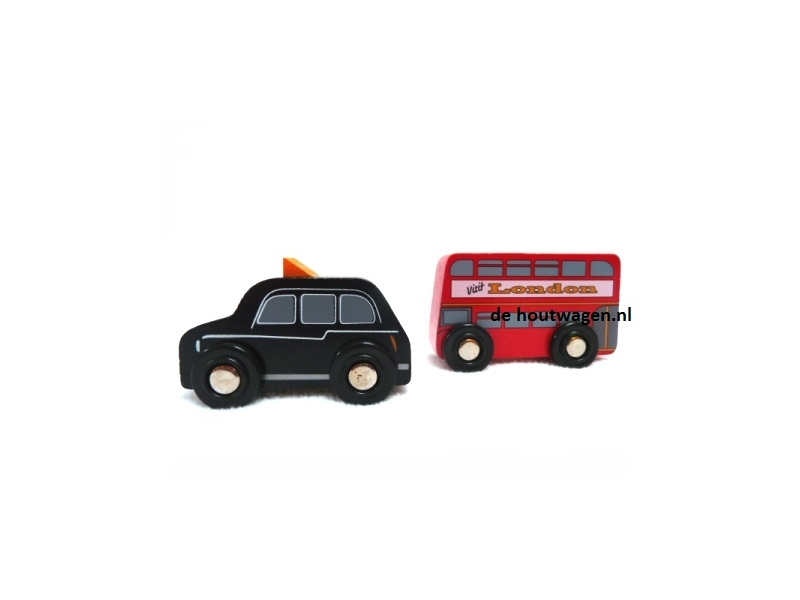 rode bus en zwarte taxi