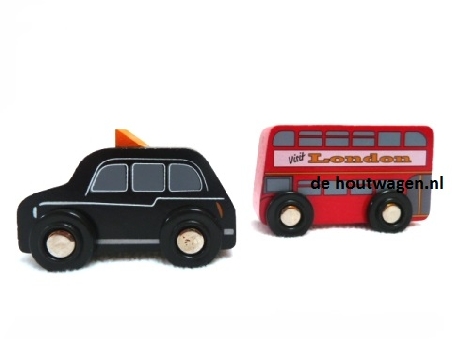 rode bus en zwarte taxi