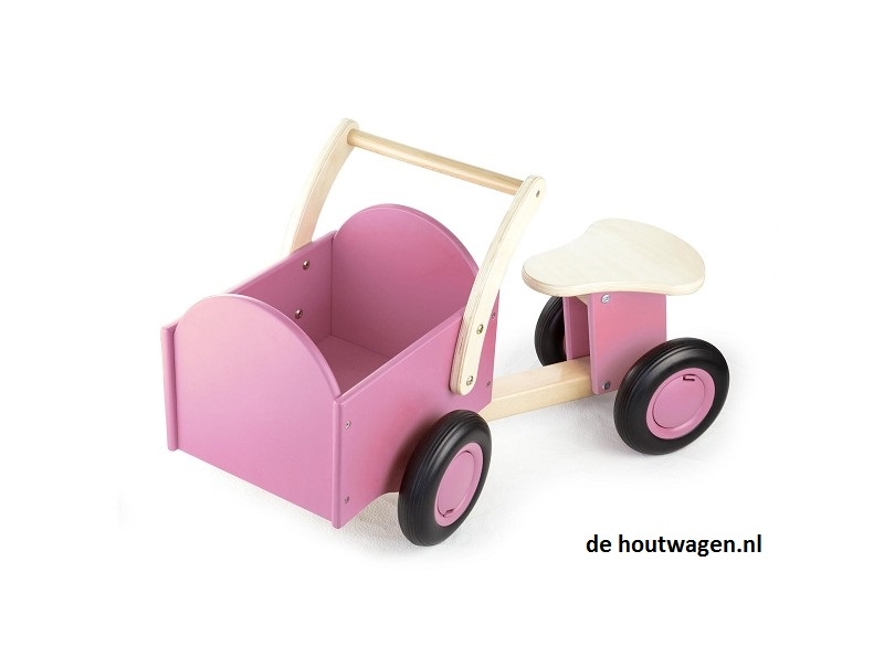 houten kinderbakfiets roze
